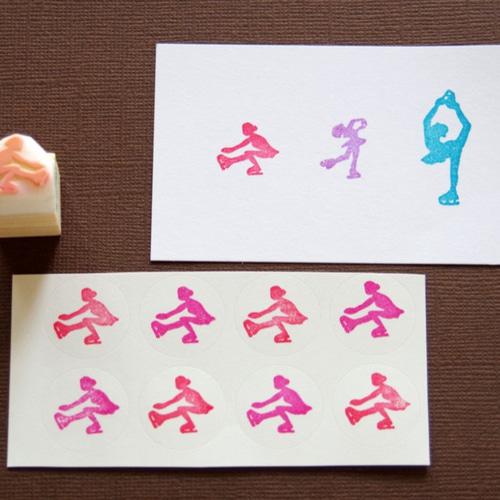 はんこ用画像 フィギュアスケート7】シットスピンシルエット消しゴムはんこ（持ち