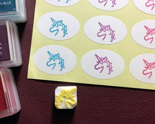 ユニコーン スタンプ 消しゴムはんこ × ユニコーンのミニ消しゴムはんこ（持ち手つき） はんこ