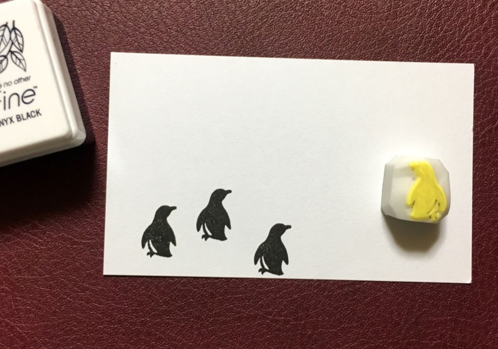 ペンギンとかき氷 消しゴムはんこNo.423