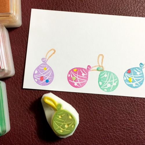 ヨーヨー風船の消しゴムはんこ（持ち手つき） はんこ・スタンプ かめ