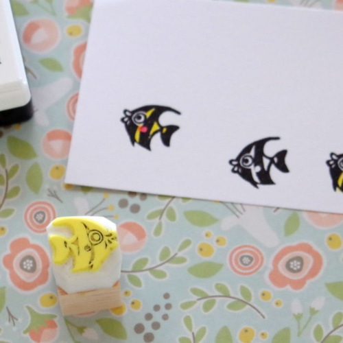 消しゴムはんこNo.128  レモン帽子のわんこちゃん 消しゴムはんこNo.128 レモン帽子のわんこちゃん