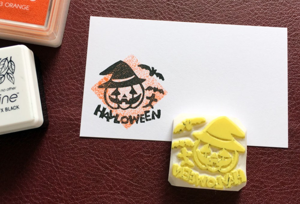 消しゴムはんこNo.431 ハロウィン ねこちゃんとカボチャ 消しゴムはんこNo.431 ハロウィン ねこちゃんとカボチャ