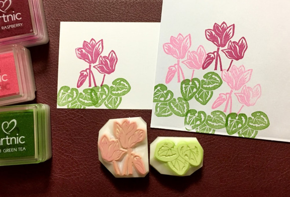 消しゴムはんこ　お花と葉っぱ 消しゴムはんこ　お花と葉っぱ