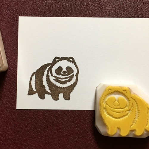 もこもこタヌキ（狸）の消しゴムはんこ（持ち手つき） はんこ