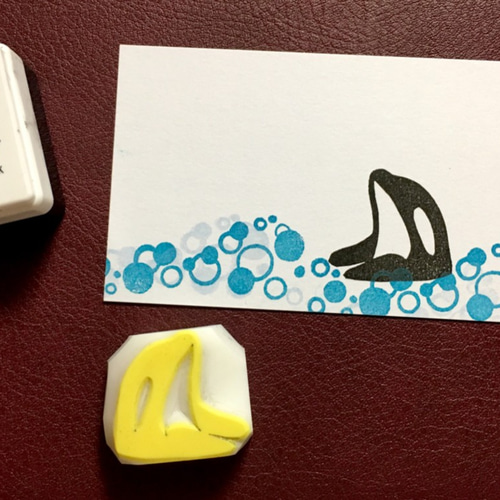 ひょっこり鯱（シャチ）の消しゴムはんこ（持ち手つき） はんこ