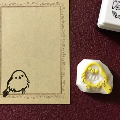 消しゴムはんこNo.347 シマエナガと手袋 消しゴムはんこNo.347 シマエナガと手袋