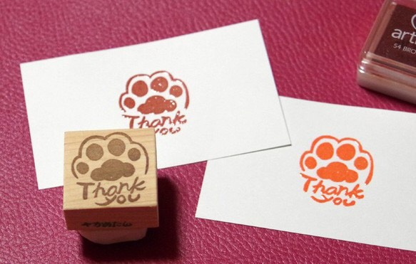 消しゴムはんこ　リアルねこさんとthankyou 消しゴムはんこ「ネコ・thank you」 | iichi 日々の暮らしを