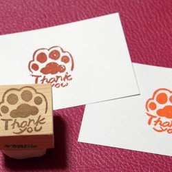 ネコの肉球 Thankyou 消しゴムはんこ（持ち手付き） はんこ・スタンプ