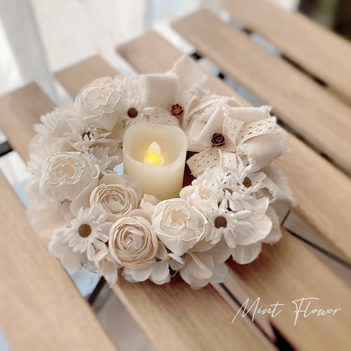 クリスマスリース　キャンドルリース クリスマスキャンドルリース〜Christmas〜 プリザーブドフラワー