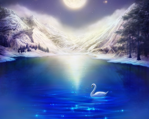 油彩画 白鳥のいる湖 油彩画 白鳥のいる湖 油彩）白鳥のいる湖 | Yui