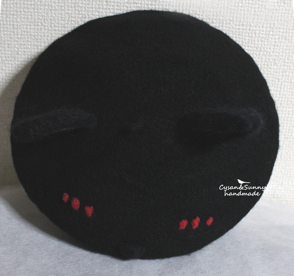 【受注生産】かわいい黒猫　ねこ　羊毛フェルトベレー帽 5枚目の画像