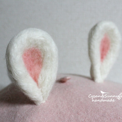 【受注生産】かわいいウサギ 兎　 羊毛フェルトベレー帽 3枚目の画像