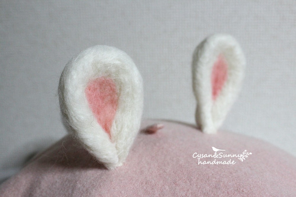 【受注生産】かわいいウサギ 兎　 羊毛フェルトベレー帽 3枚目の画像