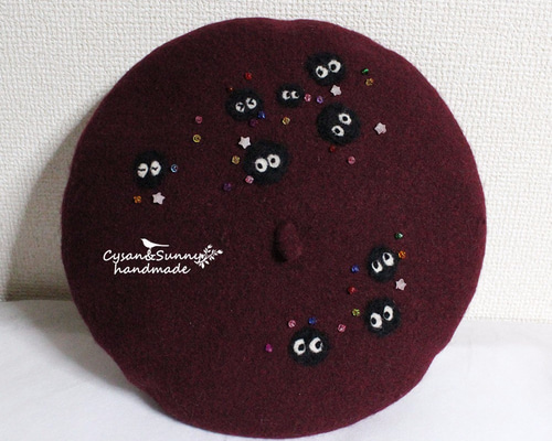 職人手作り♡可愛い半立体羊毛フェルトベレー帽♡新品未使用♡リス 職人手作り♡可愛い半立体羊毛フェルトベレー帽♡新品未使用