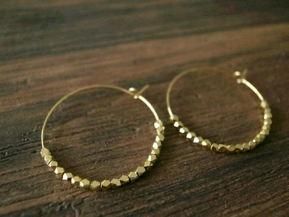 brass beads hoop pierces gold 1枚目の画像