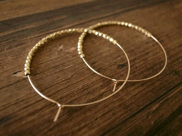 14kgf brassbeads hoop pierces gold 3枚目の画像