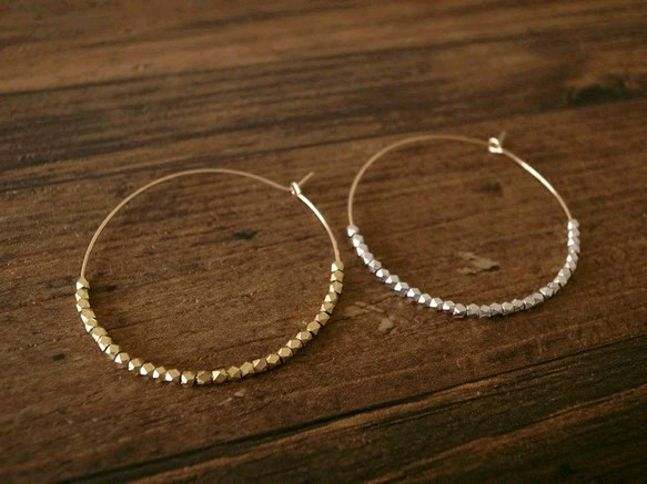 14kgf brassbeads hoop pierces gold 4枚目の画像