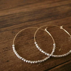 14kgf brassbeads hoop pierces silver 1枚目の画像