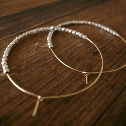 14kgf brassbeads hoop pierces silver 3枚目の画像