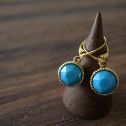 swarovski turquoise french hook pierces 1枚目の画像