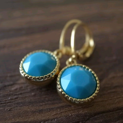 swarovski turquoise french hook pierces 2枚目の画像