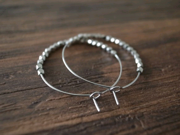 brass beads hoop pierces silver 2枚目の画像