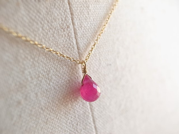 14kgf ruby necklace 3枚目の画像