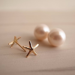 【BOX別売】14kgf starfish × pearl pierces 3枚目の画像