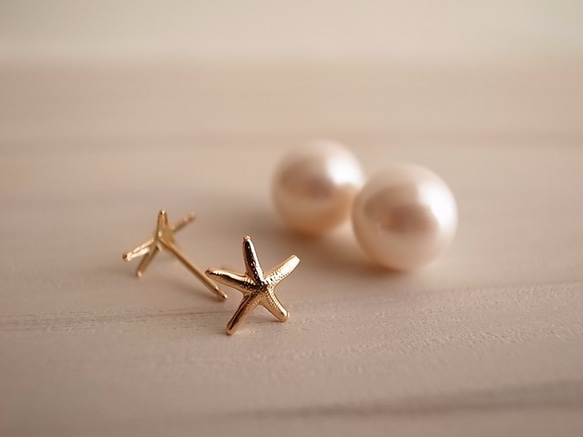 【BOX別売】14kgf starfish × pearl pierces 3枚目の画像