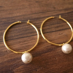 2way cotton pearl hoop pierces 1枚目の画像