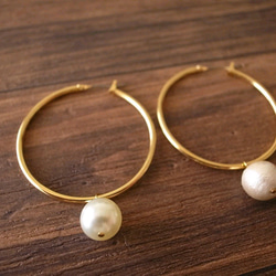 2way cotton pearl hoop pierces 4枚目の画像