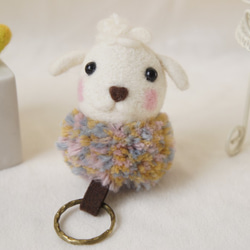 小羊毛球羊毛氈鑰匙圈 第1張的照片