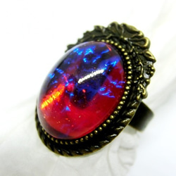 ＜再々‥販＞18×13mmカボション用　リボンフレームリング台　フリーサイズ(金古美) 3枚目の画像