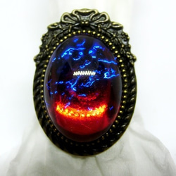 ＜再々‥販＞18×13mmカボション用　リボンフレームリング台　フリーサイズ(金古美) 2枚目の画像