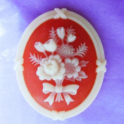 ～再々‥販～西ドイツヴィンテージ　フローラルカーネリアンカメオ:41×31mm 1枚目の画像