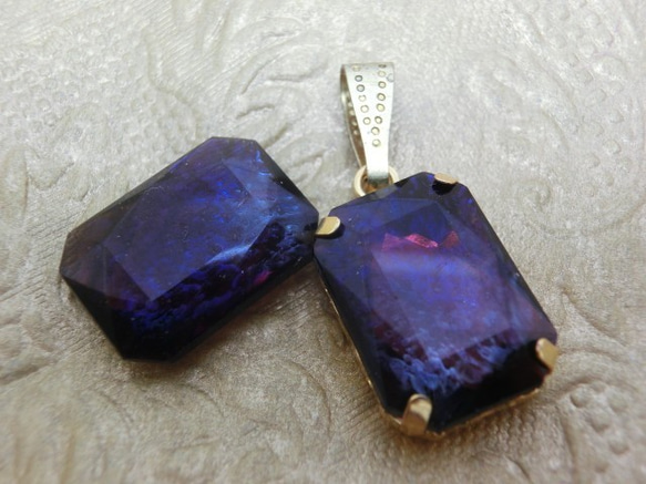 ~再々…販~（セットop有）ドラゴンズブレスカットストーンオクタゴン(クリアパープル)18×13mm 1枚目の画像