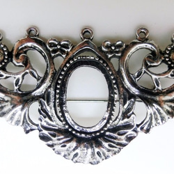 <再々‥販>18×13mm用:ヴィンテージスタイル　セッティング ブローチネックレストップ（アンティークシルバー） 1枚目の画像