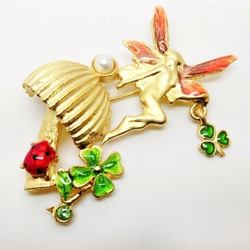 美品✨ バレンシアガ　ブローチ　ラインストーン　バタフライ　蝶々　ゴールド　希少 ブローチ 蝶々デザイン バタフライ横向き ペンダント兼用可