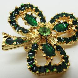 在庫限り：U.S.A.ヴィンテージ　エナメルクローバーブローチ28×28mm 　 3枚目の画像