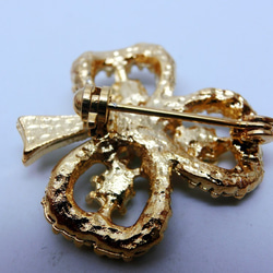 在庫限り：U.S.A.ヴィンテージ　エナメルクローバーブローチ28×28mm 　 4枚目の画像