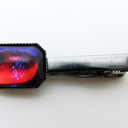 ブラス製タイピンオクタゴンセッティング(ガンメタカラー) 18×13mm 2枚目の画像
