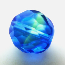 ~再々‥販~＜2個＞12mm　ウランガラスビーズ（コバルトピーコック）チェコデッドストック 2枚目の画像