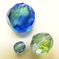 ~再々‥販~＜2個＞12mm　ウランガラスビーズ（コバルトピーコック）チェコデッドストック 4枚目の画像