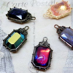 18×13mm　復刻版ブラス製オクタゴンヴィクトリアンペンダント（銅古美） 3枚目の画像