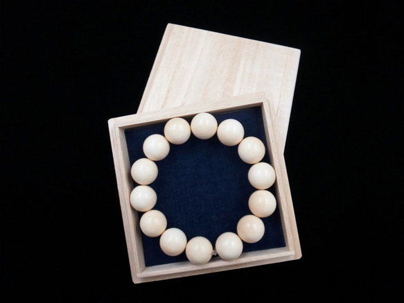 マンモス牙 ブレスレット 念珠 数珠 15mm 仏具 本物保証 共箱 送料無料 1枚目の画像
