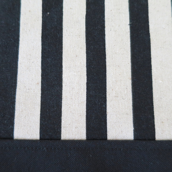 綿麻ストライプのレッスンバック 内布キルティング 2枚目の画像