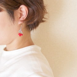 ito hana pierce/earrings(red×gray・片耳) 6枚目の画像