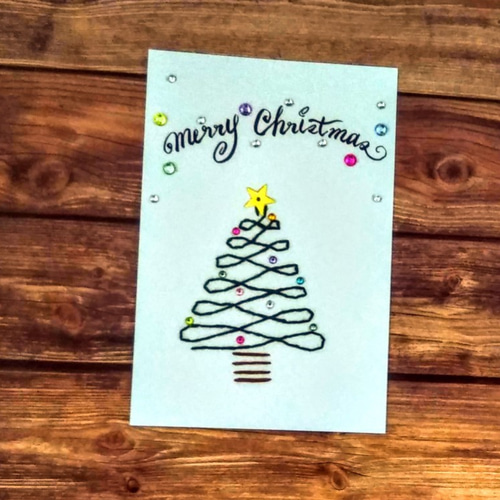 クリスマスカード　ハンドメイド♪ 森のクリスマスツリー ポストカード/メッセージカード
