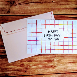 【誕生日】紙刺繍メッセージカード(チェック⑥） 3枚目の画像