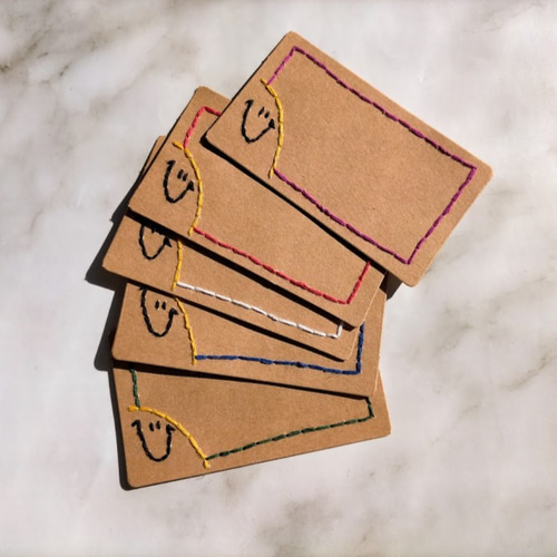 ミニカード】紙刺繍メッセージカードミニ クラフトカラフル 5枚